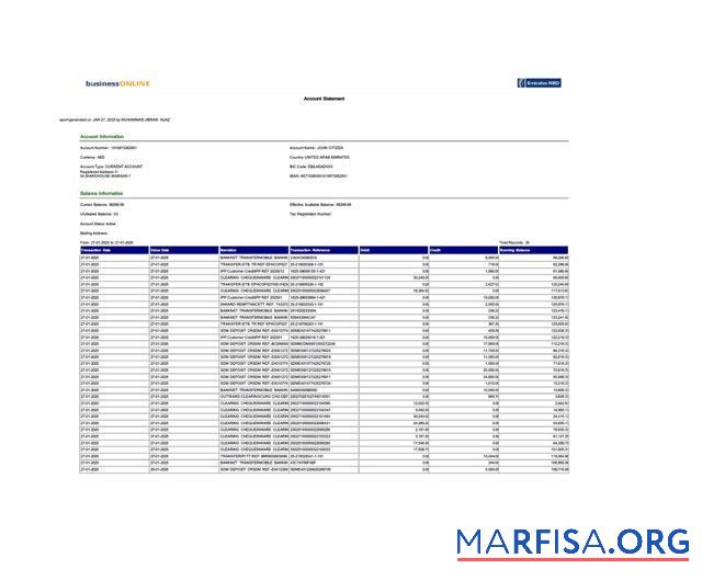 Realistic UAE Emirates NBD account statement word version 2 example